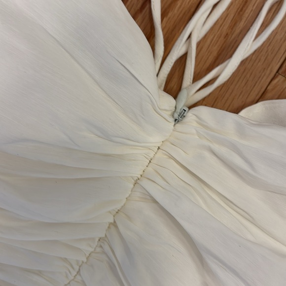 NEW ZARA WOMENS MINI DRESS RUCHED FRONT LACE UP GRADUATION WHITE OYSTER - Picture 10 of 10